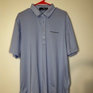 The Players RLX Ralph Lauren Blue and White Striped Polo